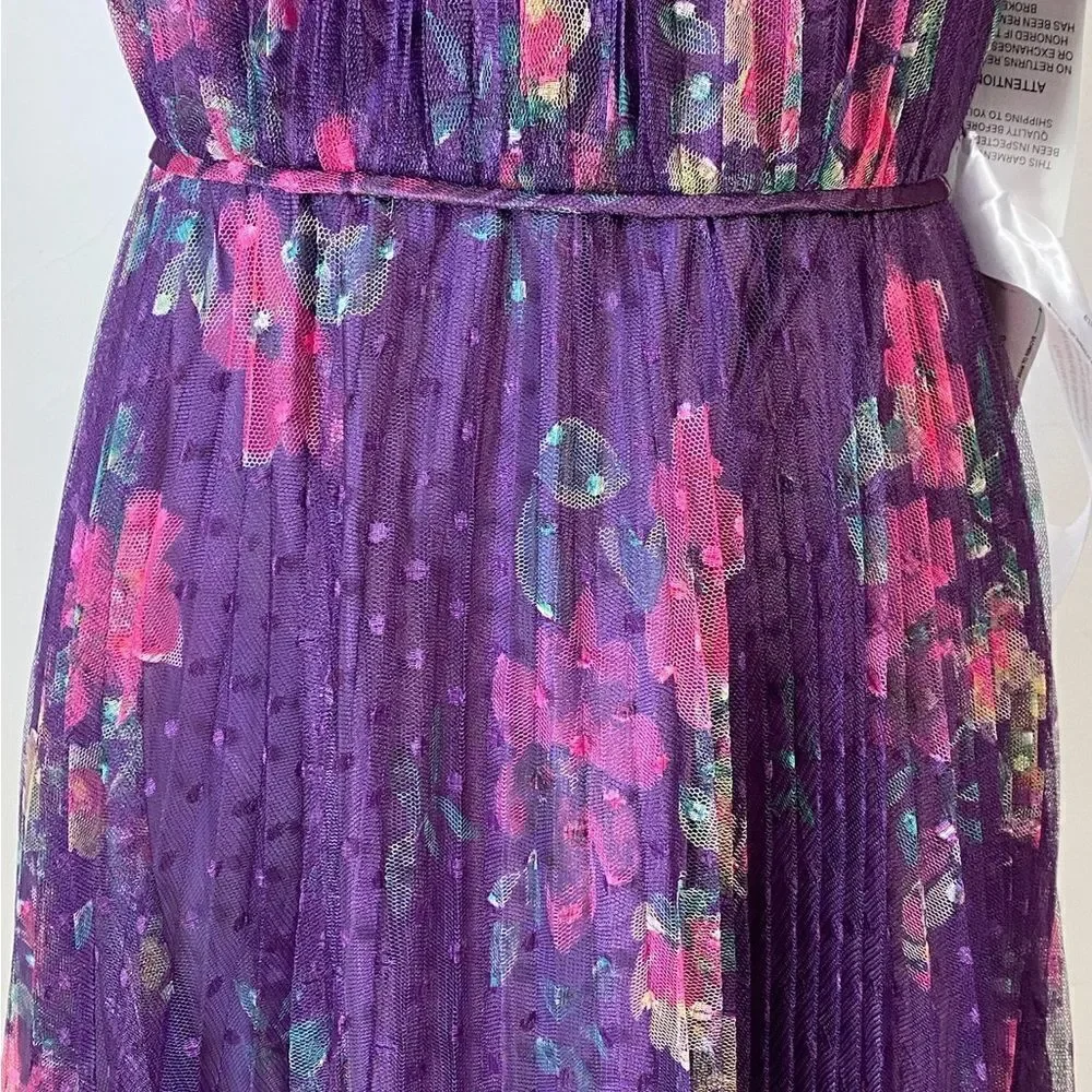 Mac Duggal Ieena Cap Sleeve Floral A-Line Dress size 2